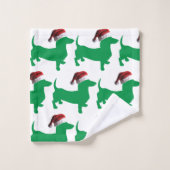 Niedliches Dachchund mit einem Weihnachtshut Badhandtuch Set (Waschlappen)