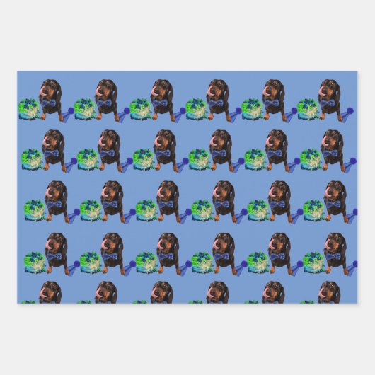 Niedliches DachsundLove Wrapping Paper 48x73cm Geschenkpapier Set (Vorderseite)