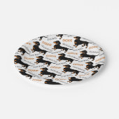 Niedliches Dackel-Dackel-Hundemuster Pappteller (Schrägansicht)