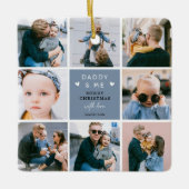 Niedliches "Daddy & Me" Foto Collage Frohe Weihnac Keramikornament (Vorderseite)