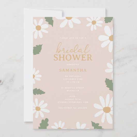 Niedliches Daisy Blume Brautparty Einladung (Vorderseite)