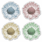 Niedliches Daisy Blume Heads Set Vier Farbaufklebe Aufkleber (Vorderseite)