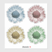 Niedliches Daisy Blume Heads Set Vier Farbaufklebe Aufkleber (Blatt)
