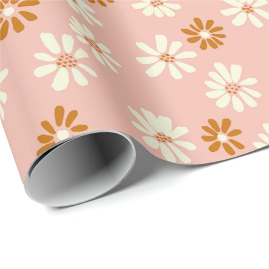 Niedliches Daisy-Blume-Muster - Dusty Pink und Bro Geschenkpapier (Rolleneckpunkt)