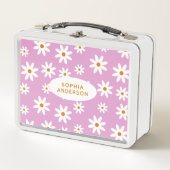 Niedliches Daisy-Muster für Lilac-Metal-Lunch-Box Metall Brotdose (Vorderseite)