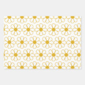 Niedliches Daisy Muster Mustard Gold und White Geschenkpapier Set (Vorderseite)