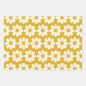 Niedliches Daisy Muster Mustard Gold und White Geschenkpapier Set (Vorderseite 2)