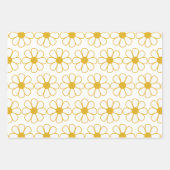 Niedliches Daisy Muster Mustard Gold und White Geschenkpapier Set (Vorderseite)