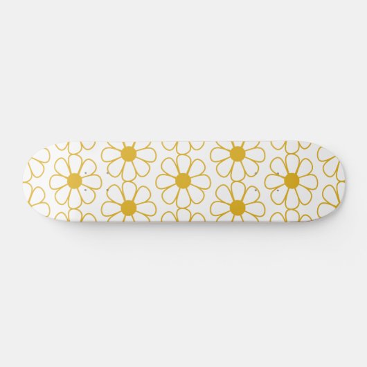 Niedliches Daisy Muster Mustard Gold und White Skateboard (Horizontal)