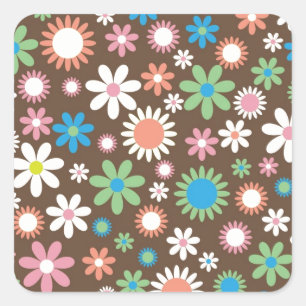 Niedliches Daisy-Muster Quadratischer Aufkleber