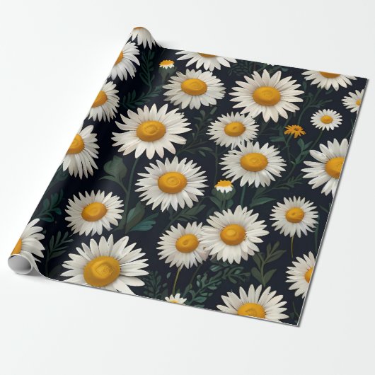Niedliches Daisy Pattern blaues Wrapping Paper Geschenkpapier (Ungerollt)