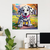 Niedliches dalmatinisches Kleinkind in städtischen Poster (Heimbüro)