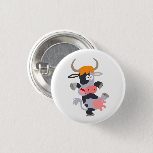 Niedliches Dancing Cartoon Cow Button Abzeichen (Vorne & Hinten)