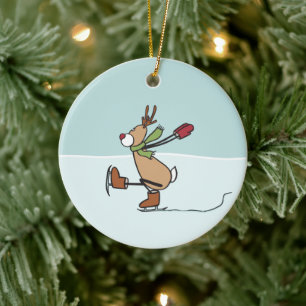 Niedliches Dancing Rentier Keramik Ornament