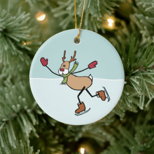 Niedliches Dancing Rentier Keramik Ornament
