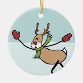 Niedliches Dancing Rentier Keramik Ornament (Vorne)