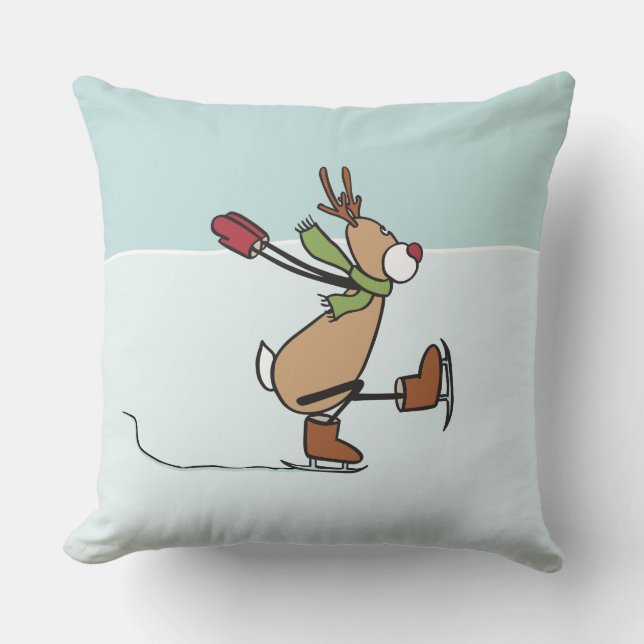 Niedliches Dancing Rentier Throw Kissen (Vorderseite)