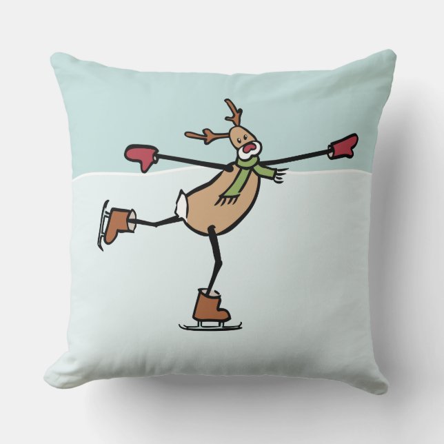 Niedliches Dancing Rentier Throw Kissen (Vorderseite)