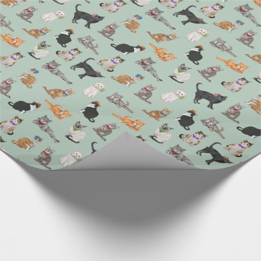 Niedliches Dapper Kätzchen-Katzen-Muster Geschenkpapier (Ecke)