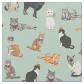 Niedliches Dapper Kätzchen-Katzen-Muster Stoff (Nahaufnahme)