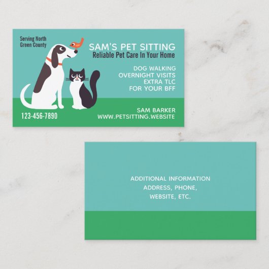 Niedliches das Haustier-Sitzen des Hundekatzen-und Visitenkarte (Vorne/Hinten)