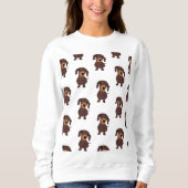 Niedliches Daschund Muster-Sweatshirt Sweatshirt (Vorderseite)