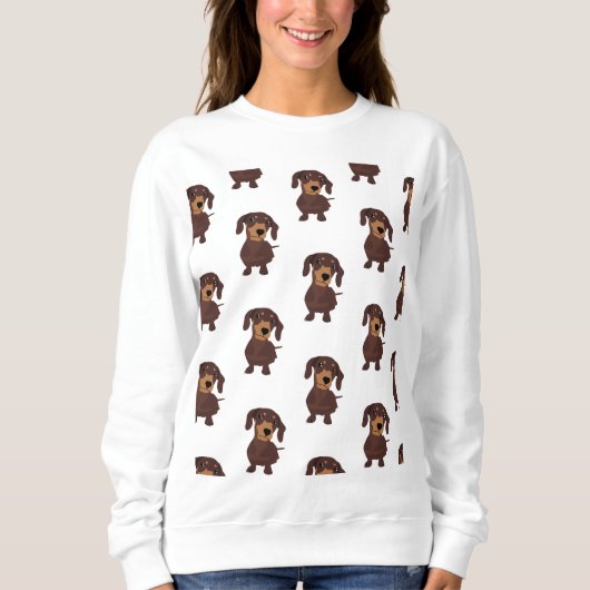 Niedliches Daschund Muster-Sweatshirt Sweatshirt (Vorderseite)