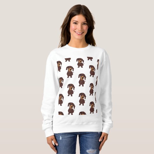 Niedliches Daschund Muster-Sweatshirt Sweatshirt (Vorne ganz)