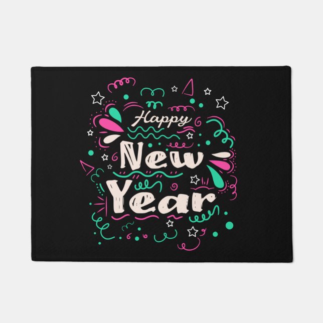 Niedliches dekoratives Glück im neuen Jahr 2023 Fußmatte (Vorderseite)