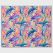 Niedliches Delphin-Farbmuster Geschenkpapier (Flach)