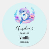 Niedliches Delphinmeer - Kerzengeschäft Runder Aufkleber (Vorderseite)