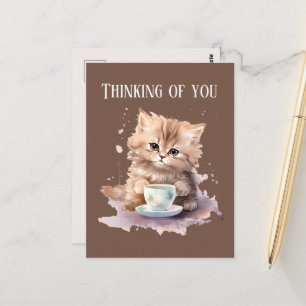 Niedliches Denken an deine Kaffeekatze Postkarte