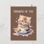 Niedliches Denken an deine Kaffeekatze Postkarte (Vorne/Hinten)