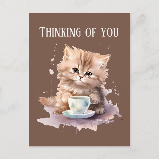 Niedliches Denken an deine Kaffeekatze Postkarte (Vorderseite)