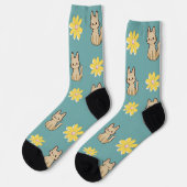 Niedliches Design Adorable Katzen mit Blume Socken (Linkes Detail)