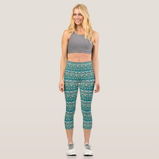 Niedliches Design-Aztekenmuster Capri Leggings (Vorderseite)