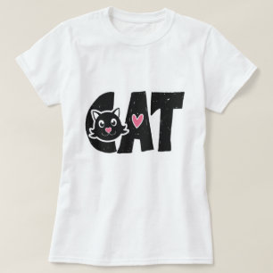 Niedliches Design der Schwarzkatzentypographie T-Shirt