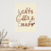 Niedliches Design für Katzen und Kaffeeliebhaber Poster (Küche)