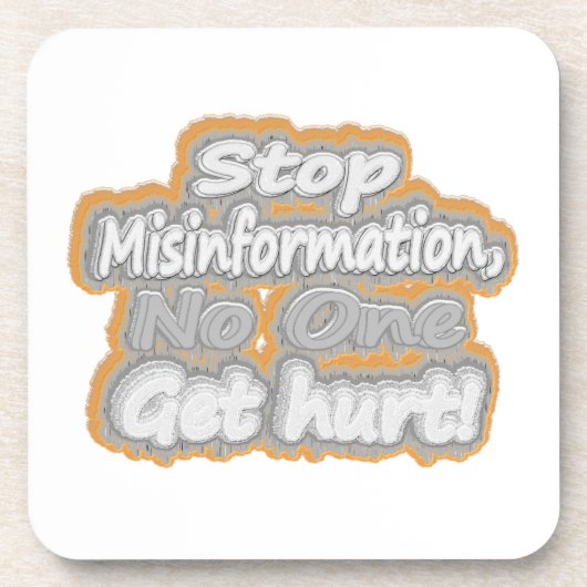 niedliches Design mit "Stopp Misinformation". Jetz Getränkeuntersetzer (Vorderseite)