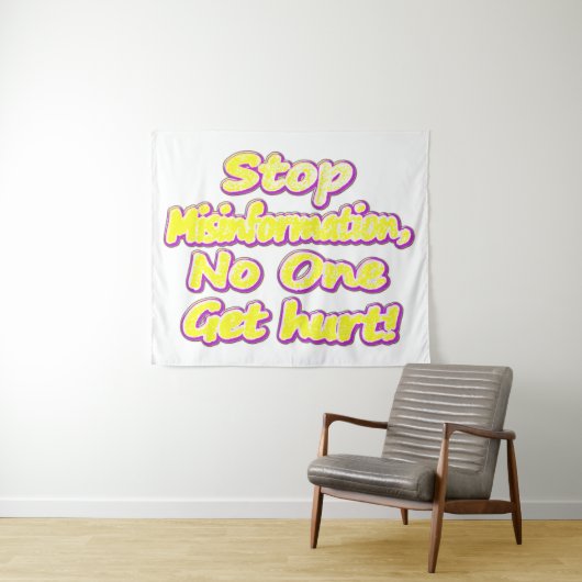 niedliches Design mit "Stopp Misinformation". Jetz Wandteppich (Beispiel (Horizontal))