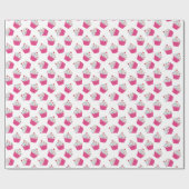 Niedliches Dessert Hellrosa Cupcake Muster Geschenkpapier (Flach)