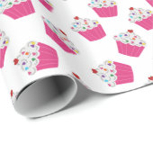 Niedliches Dessert Hellrosa Cupcake Muster Geschenkpapier (Rolleneckpunkt)