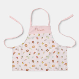 Niedliches Dessertmuster Pink Name Kinder Schürze
