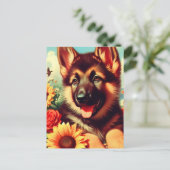 Niedliches deutsches Shepherd-Welpenbild Postkarte (Stehend Vorderseite)