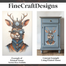 Niedliches digitales Steampunk-Reindebild D6 Decou Seidenpapier