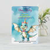 Niedliches DIno Baby Dinosaurier 1. Geburtstag Par Save The Date (Stehend Vorderseite)