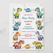 Niedliches DIno Baby Dinosaurier 1. Geburtstag Par Save The Date (Vorderseite)