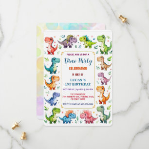 Niedliches DIno Baby Dinosaurier 1. Geburtstag Par Save The Date