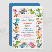 Niedliches DIno Baby Dinosaurier 1. Geburtstag Par Save The Date (Vorne/Hinten)