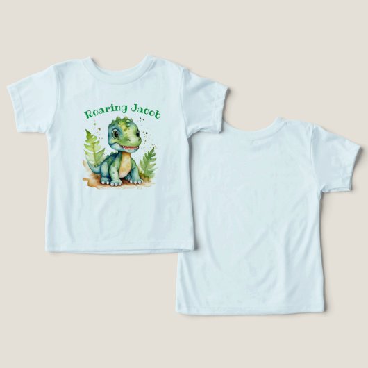 Niedliches Dino-Kleinkind-T-Shirt mit Name-bearbei (Design Vorderseite & Rückseite)